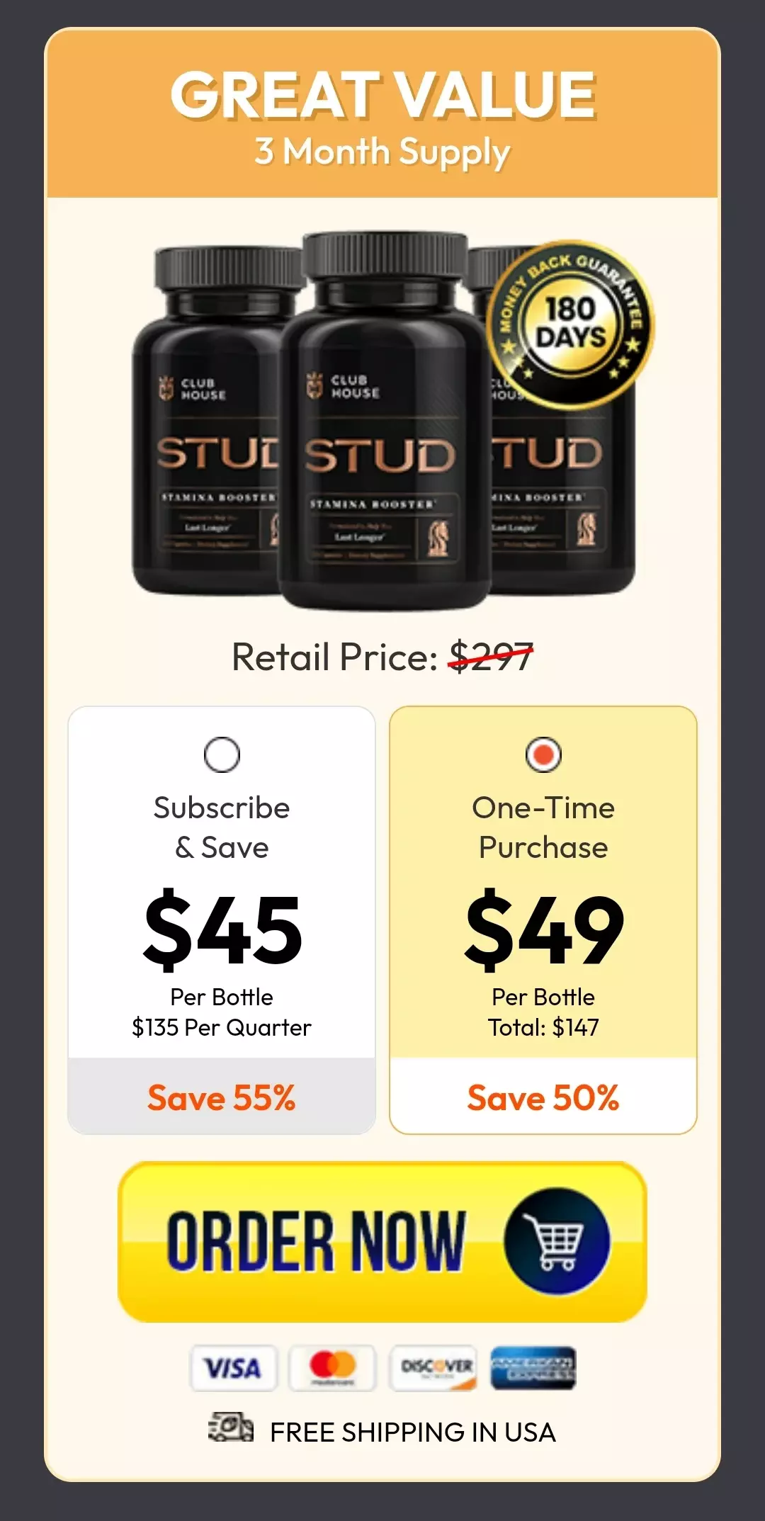 Clubhouse Stud™ 3 bottles pricing